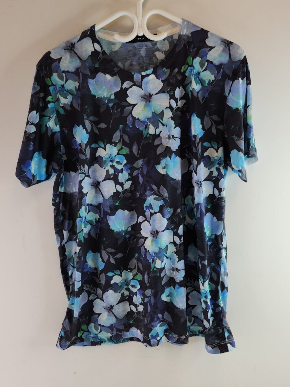 Fly Blue Floral Mens T-Shirt Size Large